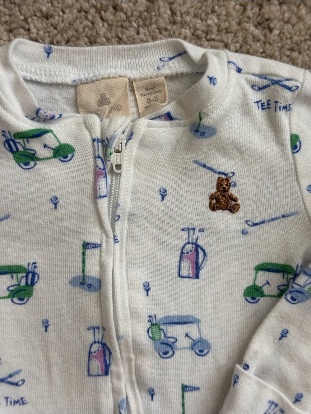GAP White Footed One-Piece with Green & Blue Golf Print